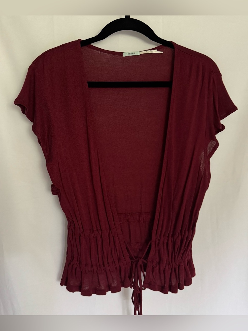 Kimchi Blue Urban Outfitters Burgundy Smocked Tie-Front Top - Size L